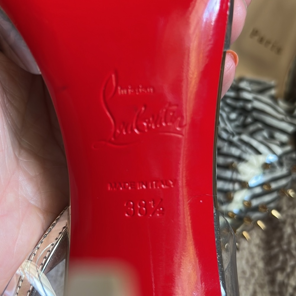 Christian Louboutin, studded clear pointy toe heels. Sz. 38.5 - Picture 7 of 12